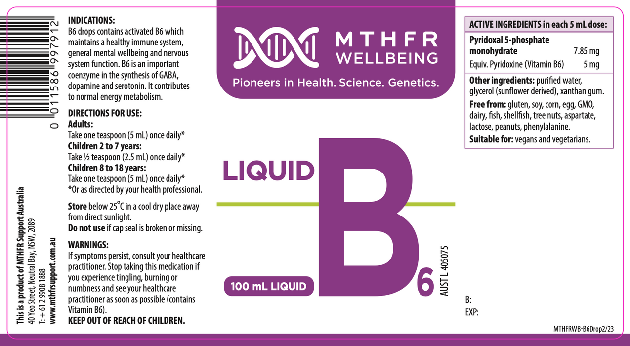 MTHFR Wellbeing B6 Drops 100mL